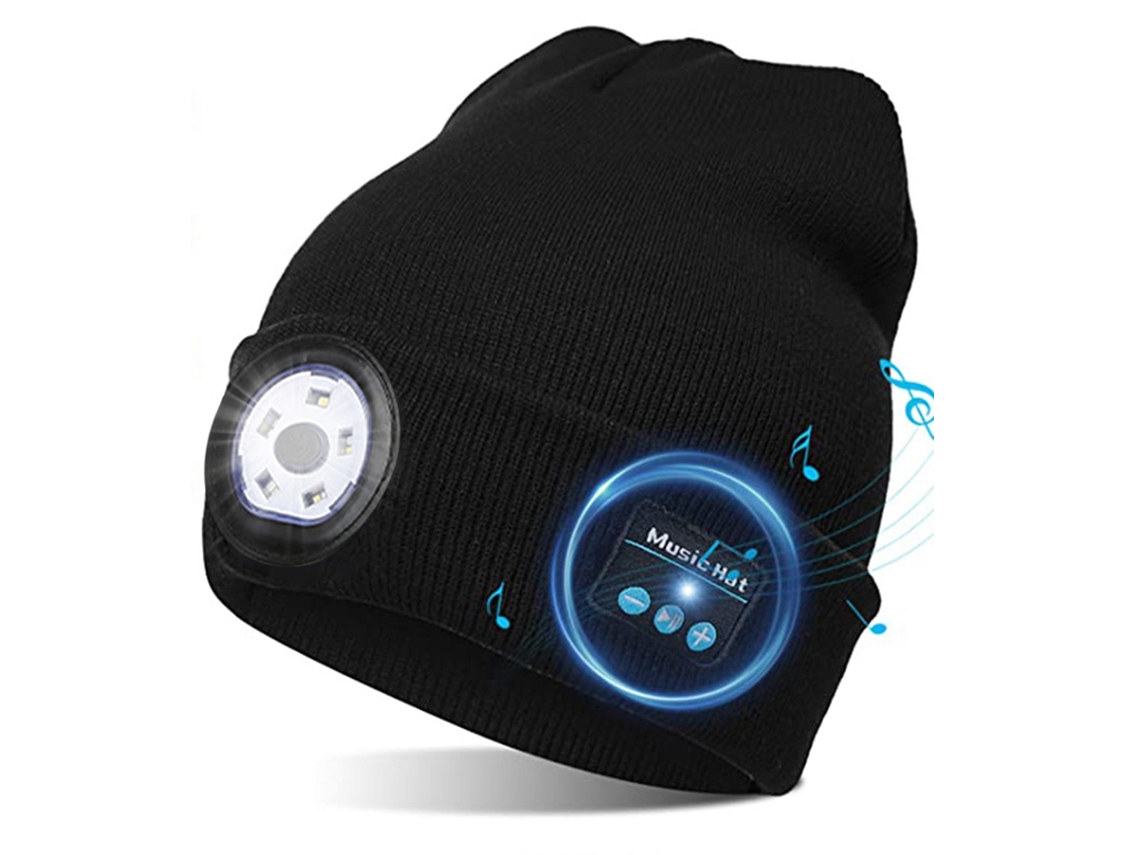 Gorro De Lana Led Bluetooth 5.0 Con Altavoces Estéreo Y Micrófono Para Deportes Y Al Aire Libre