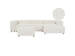 Sofá con reposapiés BELIANI Aprica de Bouclé Blanco 326x180x68