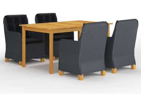 Conjunto 5 de comedor para jardín de VIDAXL gris oscuro