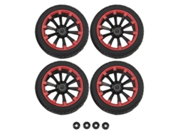Neumáticos Rc A Escala 1/10 Con Llanta Hexagonal De 12 Mm, Neumáticos De Goma Todoterreno, Llanta Roja, 4 Piezas.