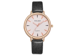 Reloj De Pulsera De Cuarzo Sencillo Para Mujer Con Correa De Piel Sintética Negra.