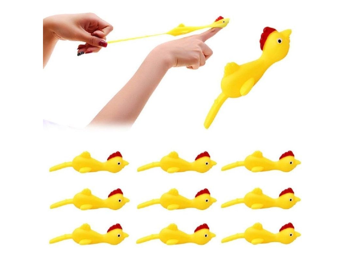 10 Piezas De Tirachinas De Goma Con Forma De Pollo Para Niños Con Tartamudez. Juguetes Divertidos Para Navidad Y Pascua. Color Amarillo.