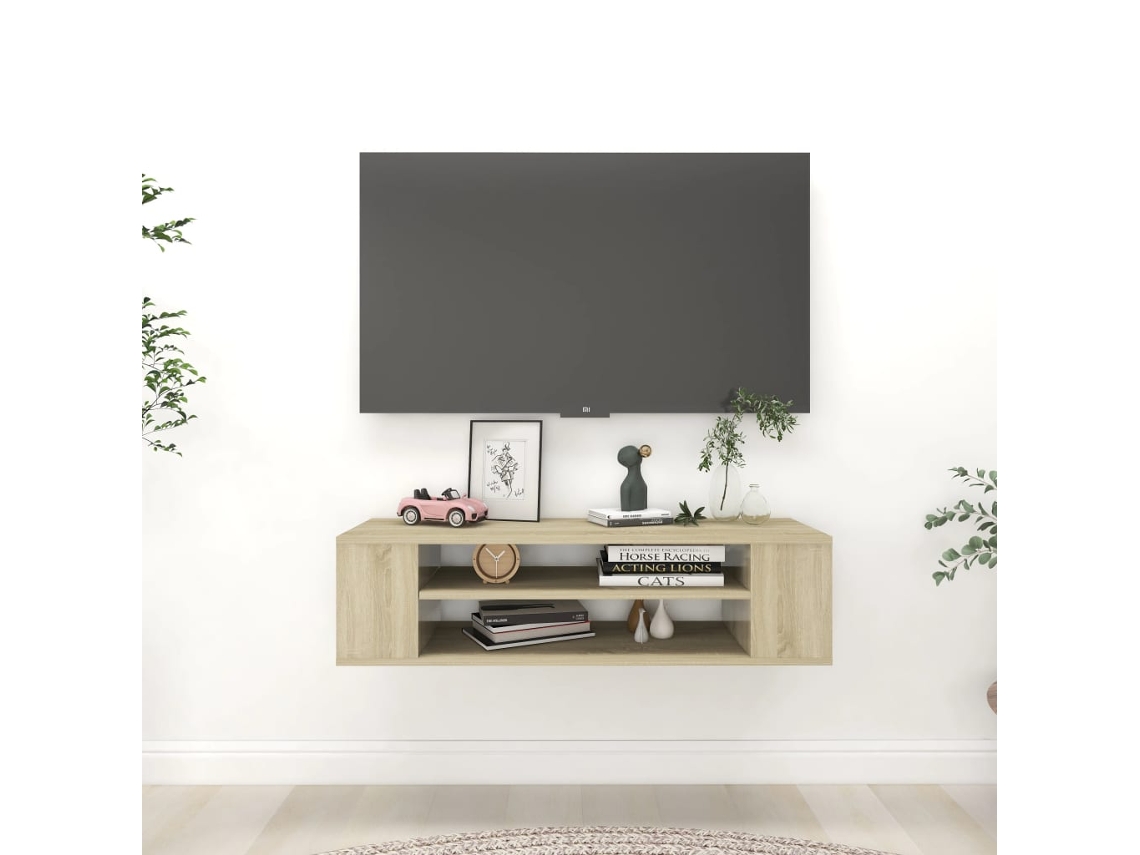 Mueble de Armario Tv P/ Pared 100X30X26,5 Cm Contrachapado Roble Sonoma