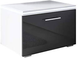 Mesita de Noche MÓVEIS BONITOS Victoria con LED RGB (Blanco y Negro - Melamina - 50x45x36.5 cm)