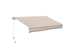 Toldo retráctil manual de 295x200 cm, manivela metálica, impermeable, con protección UV, color beige.