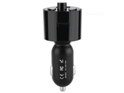 Cargador de coche Bluetooth EOOCOO con transmisión FM y reproducción de audio.