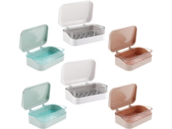 Juego De 6 Jaboneras Portátiles De Plástico Azul Y Rosa Con Drenaje Automático Para Baño Y Deportes.