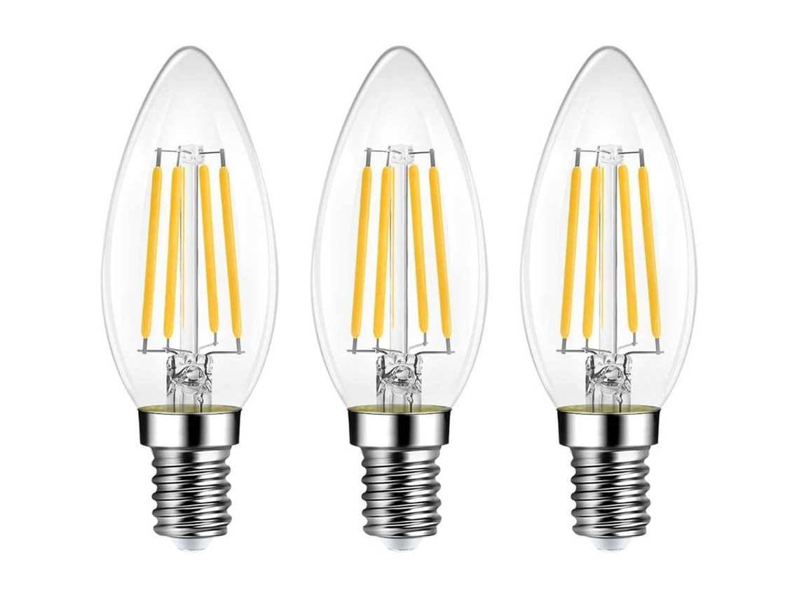 2026-39654-bombilla Led E14 Dimmable 6w 600lm 2700k Cálido, Reemplazo 60w, Vintage Para Lámparas De Cristal, Pack De 3