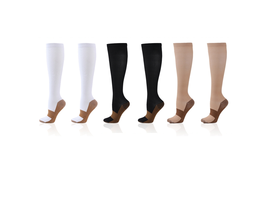 Calcetines Deportivos Transpirables De Alta Compresión Hasta La Rodilla, Con Efecto Absorbente Del Sudor, 3 Pares, Talla S/m