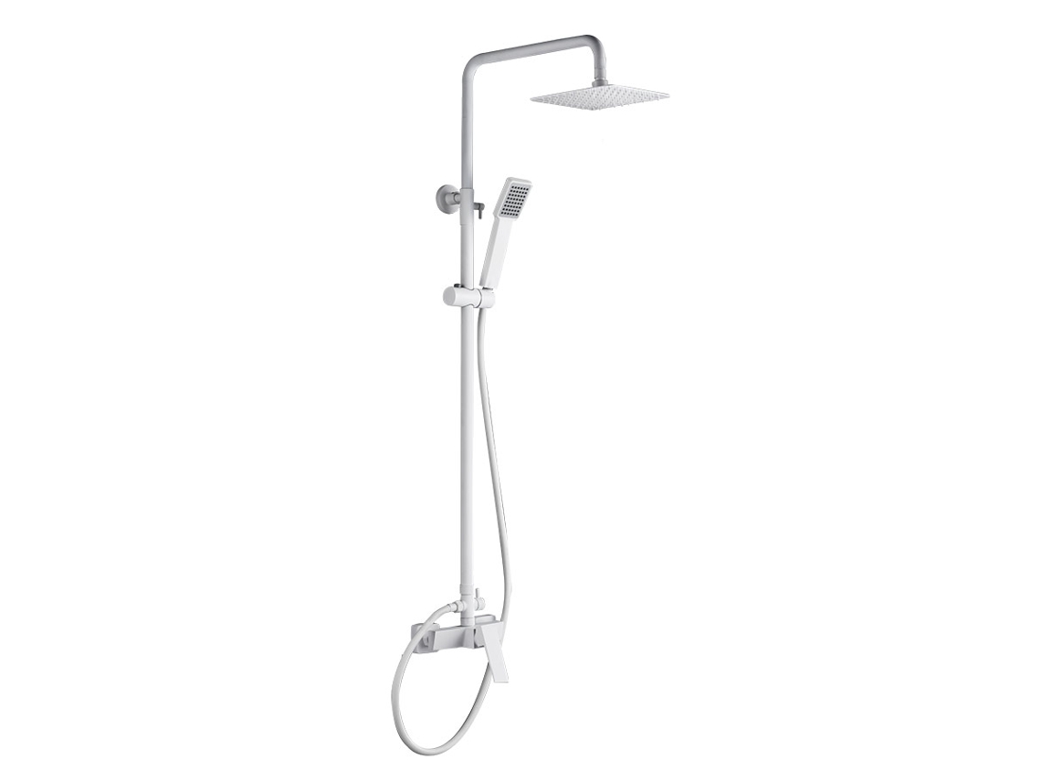 Columna de ducha Extensible, Termostatico rociador cuadrado Blanco Mate MICE COLLECTION