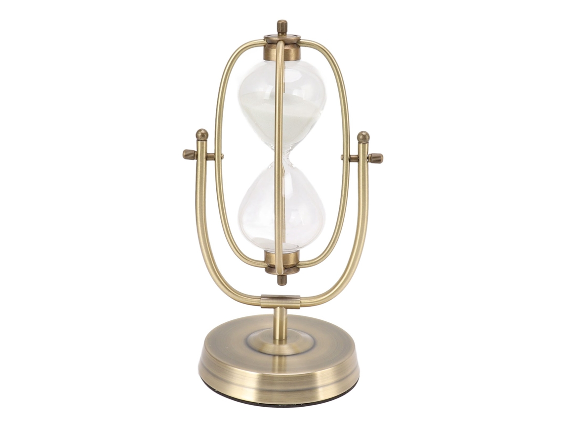 Ampulheta Decorativa Caseira Feita À Mão 15min Rotativa Metal E Vidro Para Quartos