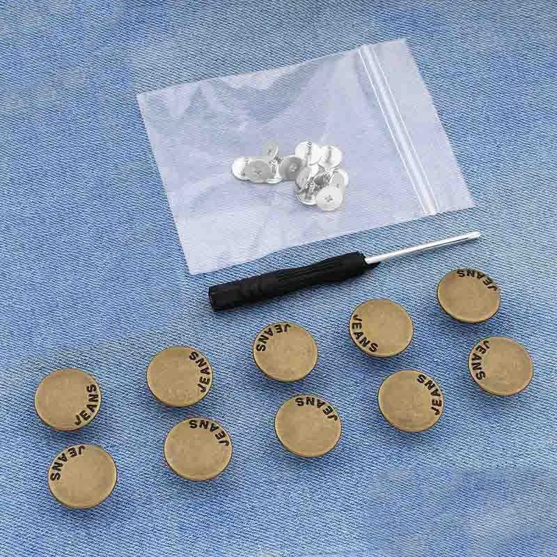 10 Botones Y Broches De Metal + Destornillador Ajustables, Desmontables Y Reutilizables.