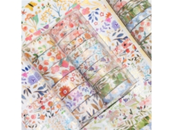 Juego De 18 Cintas Washi Con Estampados De Flores Y Hojas Para Manualidades, Scrapbooking, Bullet Journaling Y Envoltura De Regalos.