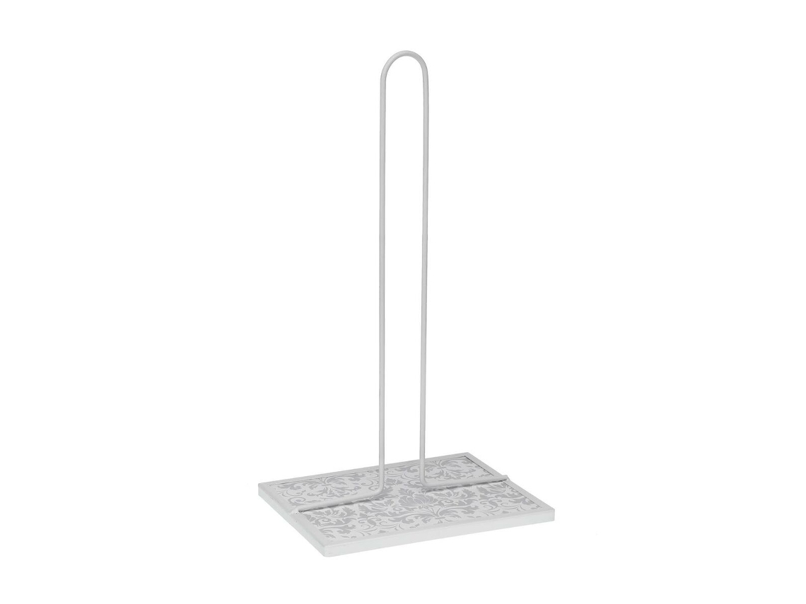 Portarrollo de Papel de Cocina VERSA Damasco Metal Acero Madera MDF 16,5x31x13 cm