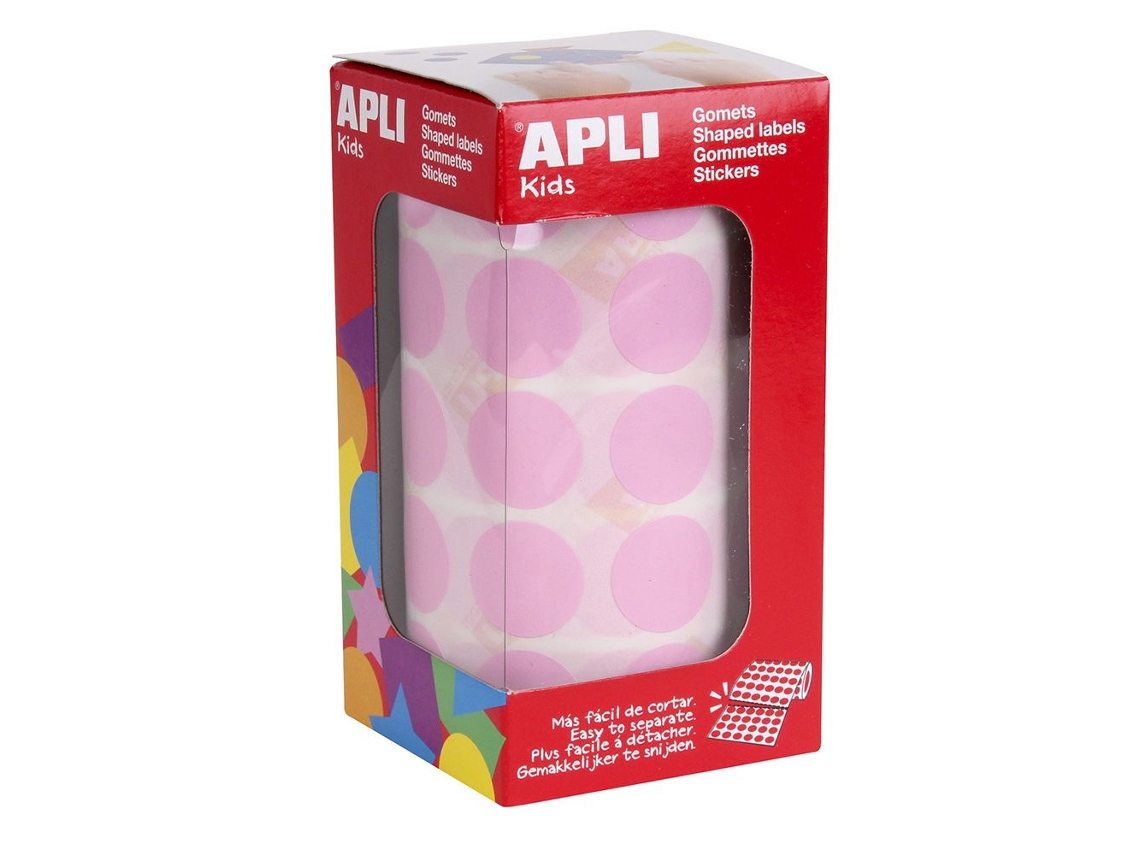 Gomets Autoadesivos APLI en Rollo - Circular - Ø20Mm - Rosa