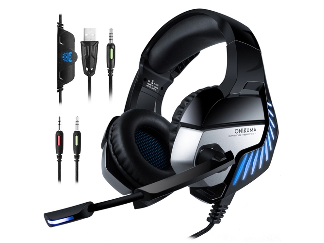 Auriculares Gaming con Cable ONIKUMA K5pro (Over Ear - Micrófono - Negro)