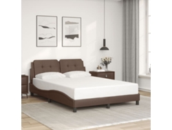 Estructura De Cama Sin Colchón Cuero Sintético Marrón 120x200cm