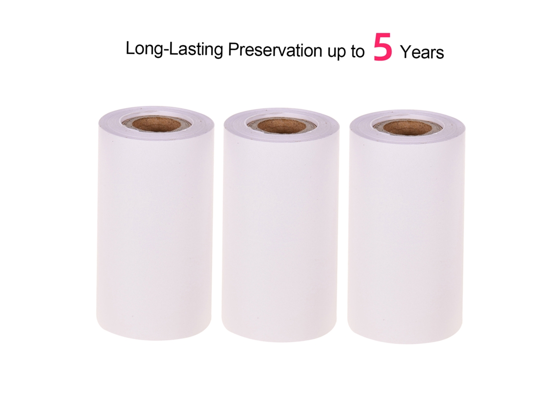 Papel Térmico Autoadhesivo, Blanco, Sin Bpa, 57*30 Mm, 3 Rollos Para Impresora Pooli, 5 Años De Garantía.