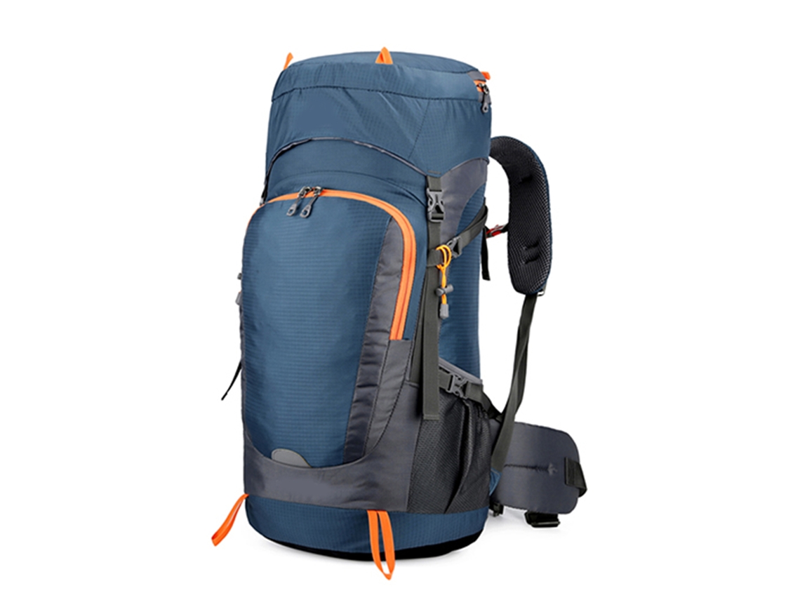 Mochila De Trekking Impermeable De 65 Litros Con Funda Para La Lluvia, Ideal Para Acampar, Escalar Y Practicar Montañismo, Color Azul Oscuro.