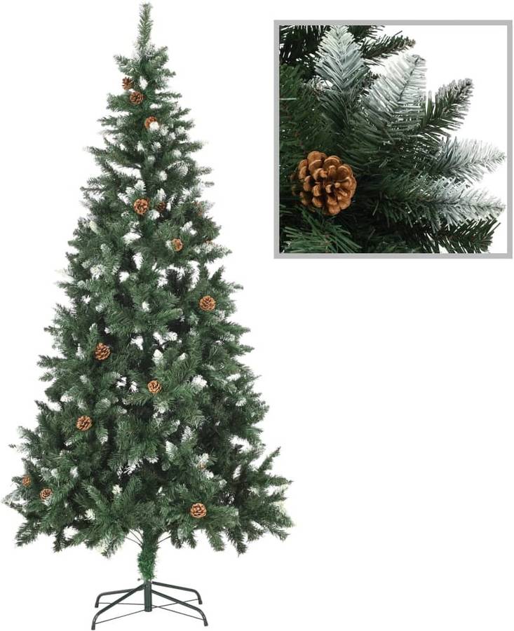 Árbol de Navidad VIDAXL con Luces LED y Piñas (Verde - 119x21 cm)