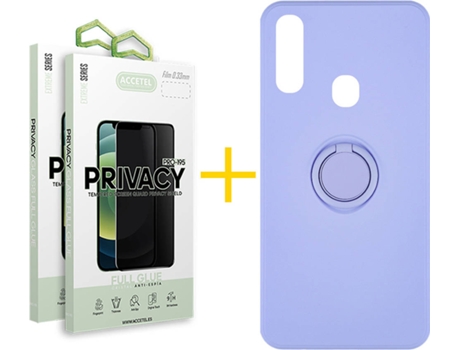 Carcasa + 2 Protectores de Pantalla para Samsung Galaxy A20e ACCETEL Morado Lila