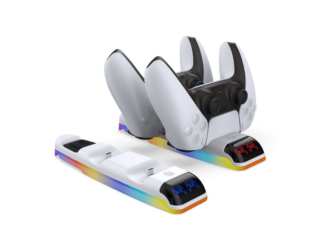 Cargador Black-Doo para mandos de PS5/PS5 Slim – Base de carga inalámbrica doble para gamepads – Accesorio de montaje superior