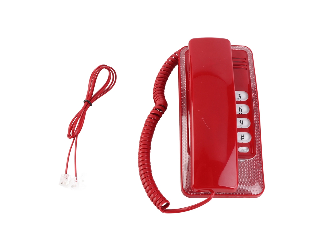 Teléfono Fijo Sin Identificador De Llamadas Para Montaje En Pared En Hoteles Y Hogares - Rojo