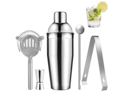 Juego de coctelera Jortmrd de 5 piezas de acero inoxidable plateado