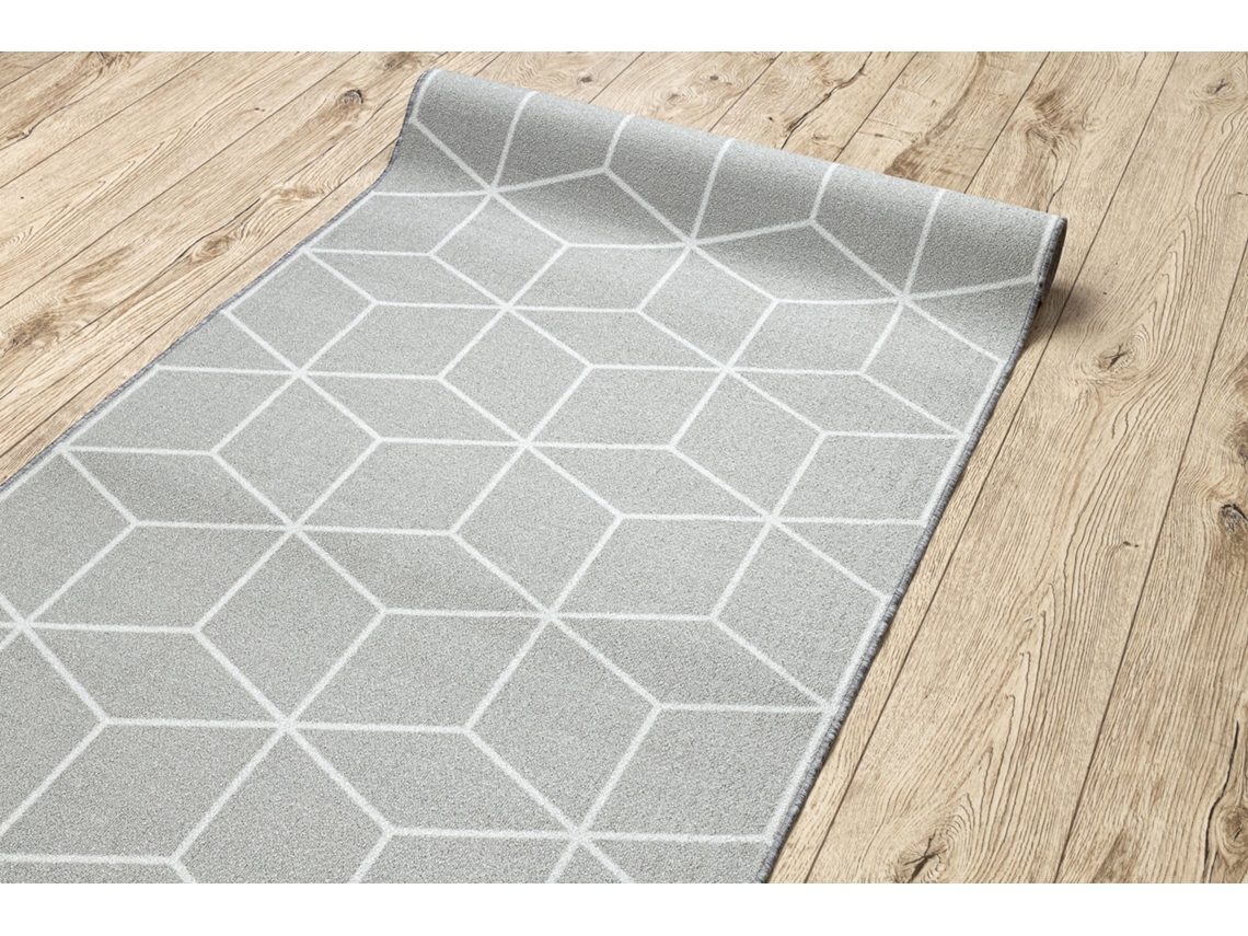 Alfombra de Pasillo con Refuerzo de Goma Cube Cubo, Gris 57 cm