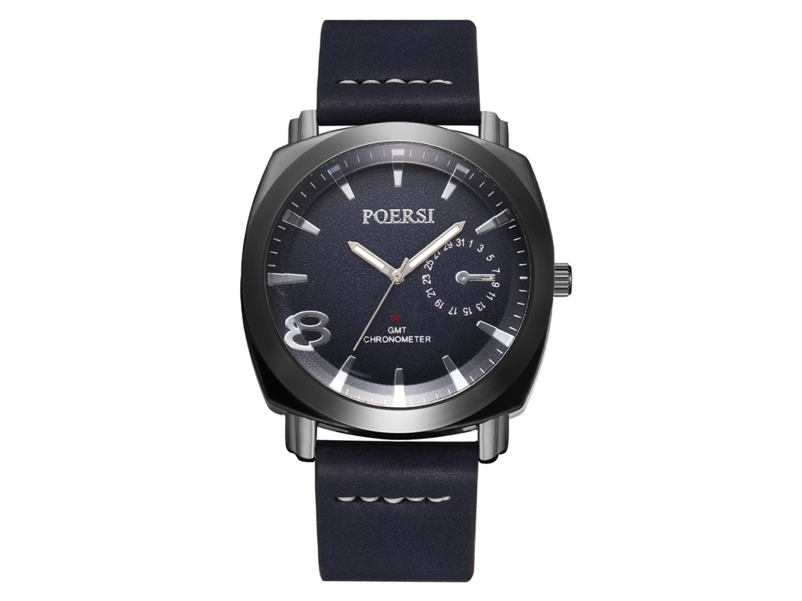 Reloj De Pulsera Informal Para Hombre, Sencillo, Con Correa De Pu Azul Y Movimiento De Cuarzo.
