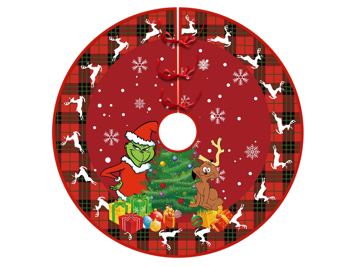 Falda para árbol de Navidad de 122 cm – Decoración navideña con collar para árbol de Navidad estilo casa de campo con acabado suave (Estilo 1)