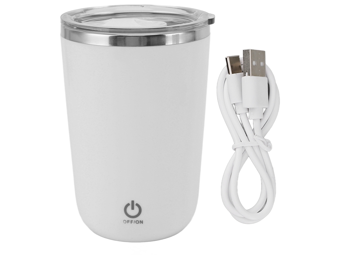 Taza Mezcladora Automática Usb De 350 Ml, De Acero Inoxidable, A Prueba De Fugas, Color Blanco.