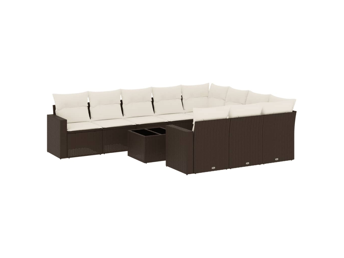 Maison Exclusive - Set De Sofás De Jardín 11 Pzas Cojines Ratán Sintético Marrón