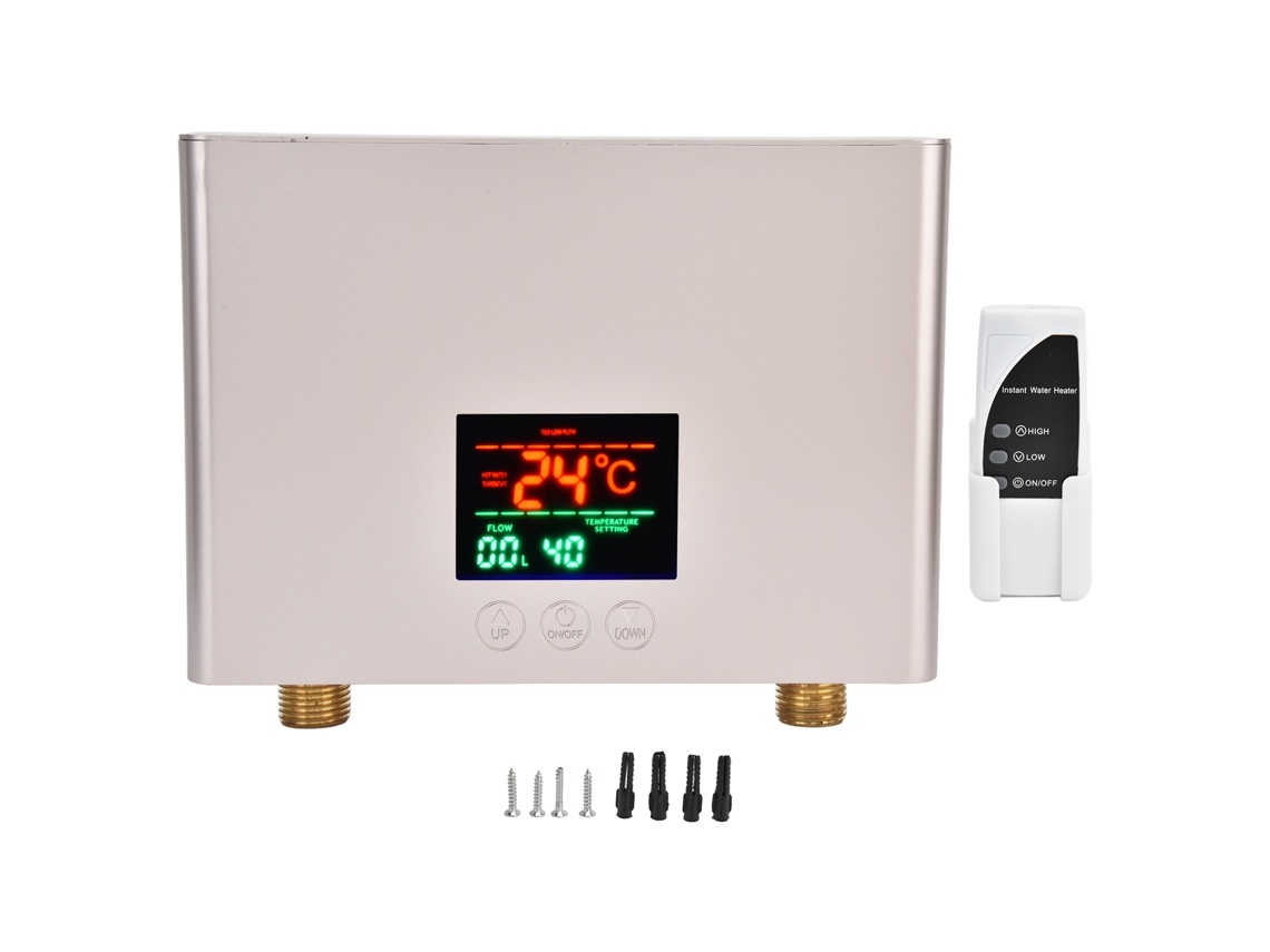 Calentador de agua eléctrico instantáneo sin tanque de 5500 W con control remoto táctil para cocina y baño, 30-55 °C, 220 V