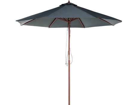 Sombrilla de poliéster gris oscuro/madera oscura 270 cm BELIANI Toscana