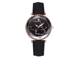 Reloj De Pulsera De Cuarzo Informal Para Mujer Con Correa De Pu Y Esfera Redonda Negra.
