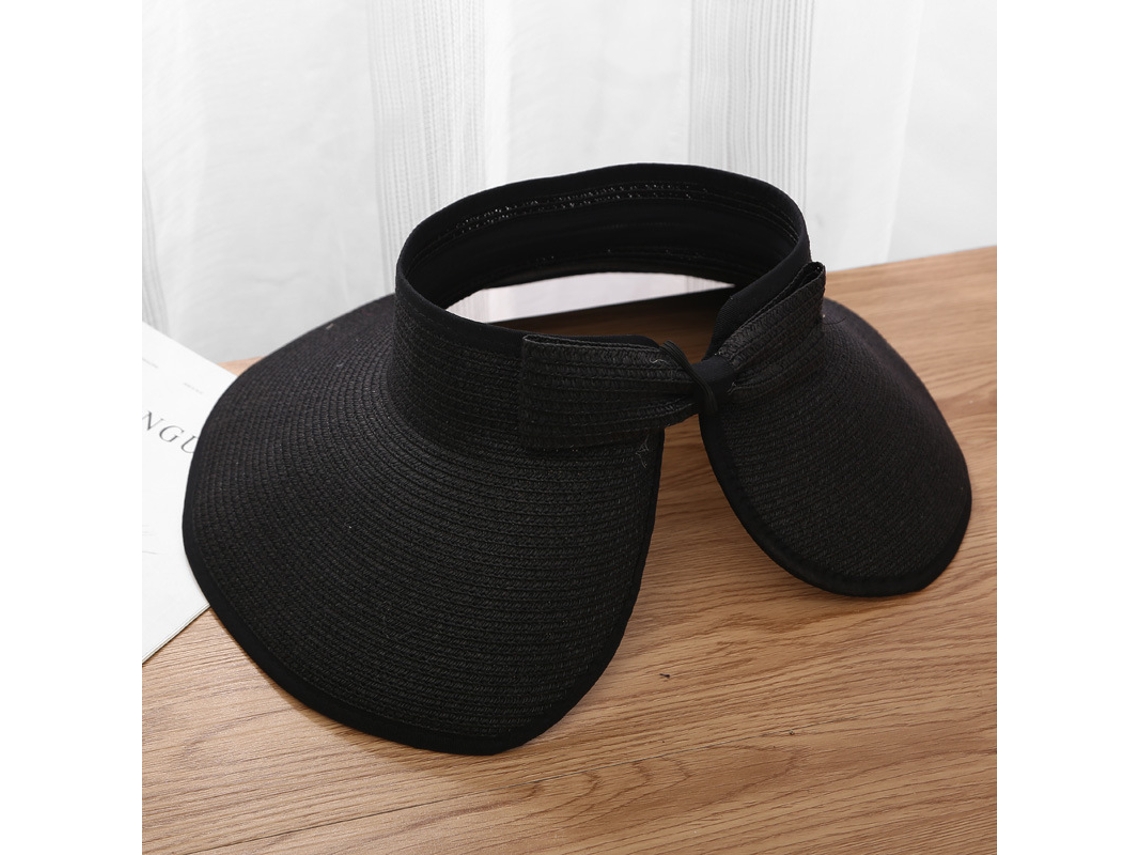 Sombrero de paja para mujer Yuysan con abertura para coleta, protección solar, plegable, ala de 13 cm, talla única (56–59 cm).
