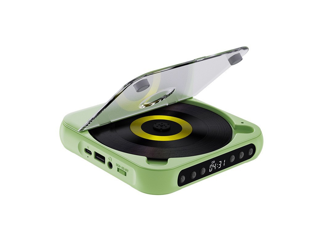 Reproductor de CD con memoria, 1200 mAh, verde YANYXR