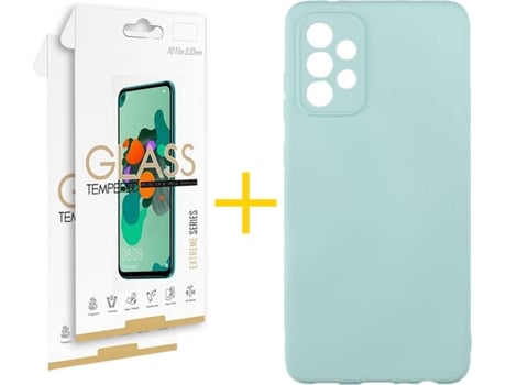 Carcasa y 2 Protectores de Pantalla de Vidrio Samsung A72 5G SKYHE Silicona Líquida Verde