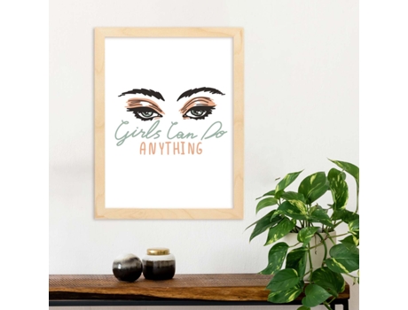 Posters con Mensajes Felices Ilustrados. Póster de Decoración 'Girls Can Do Anything 2' con Frases Motivadoras y Llenas de Energia.