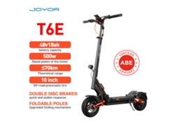 Patinete eléctrico plegable Joyor T6e, motor de 500 W, batería de 48 V y 18 Ah, autonomía de hasta 70 km, suspensión hidráulica delantera y trasera.