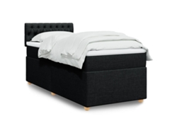 Cama Box Spring Con Colchón Tela Negro 80x200 Cm