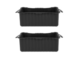 2 bandejas de silicona para recoger grasa de la plancha Blackstone, reutilizables, rectangulares, para barbacoa de camping, color negro.