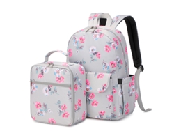 Mochila Wind, Mochila Escolar para Estudiantes, Conjunto de Dos Piezas, Estampada, Impermeable, Gris
