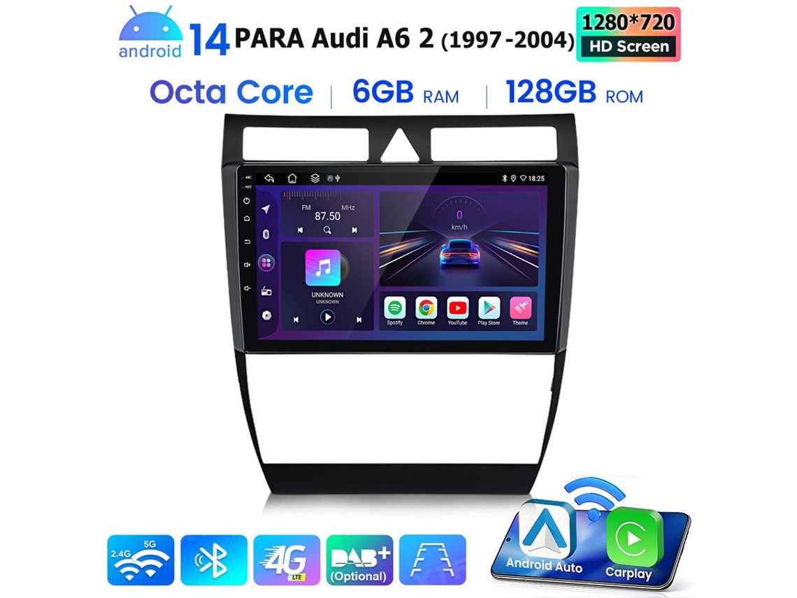 Gps Rádio Android Para Carro Para Audi A6 2 1997 2004 Android 14 6gb 128gb Carplay Bt