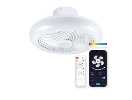 Ventilador con iluminación y música KSIX Siroco, App Tuya, Ø46 cm, 6 velocidades, Altavoz bluetooth, Luces RGBICCCT, 3.000 lm