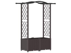Vidaxl Cama Elevada Con Trellis Y Techo Marrón 125 X 40 X 138 Cm Pp