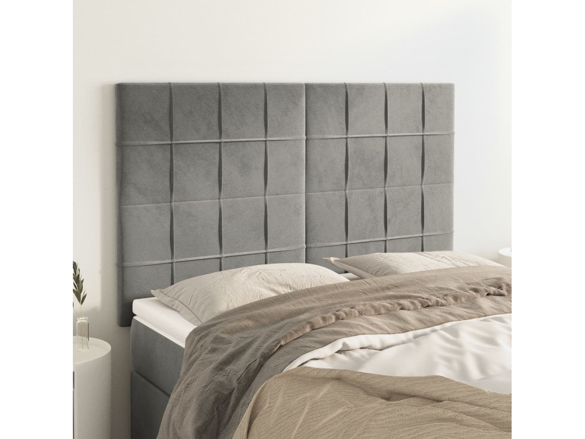 Cabeceros 4 Unidades Terciopelo Gris Claro 72x5x78/88 Cm