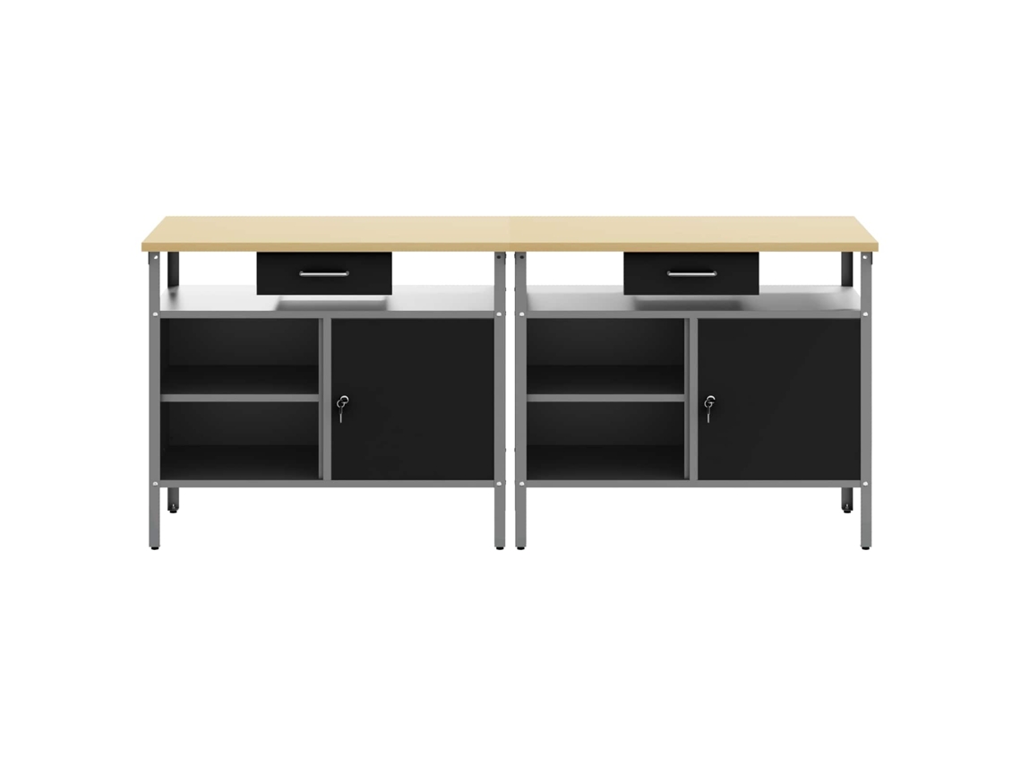 Banco de trabajo 2 piezas negro 200x55x85 cm MAISON EXCLUSIVE