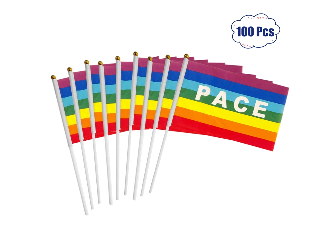 50/100 Piezas De Bandera De La Paz Mini Arcoíris De Poliéster Resistente A La Decoloración